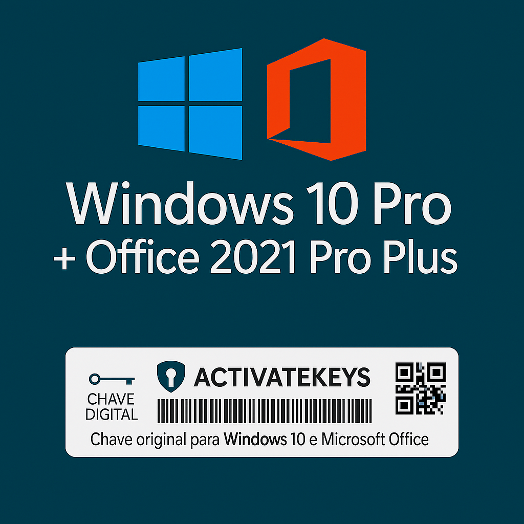 Licenças Windows 10 Pro + Office 2021 Professional Plus – Vitalício