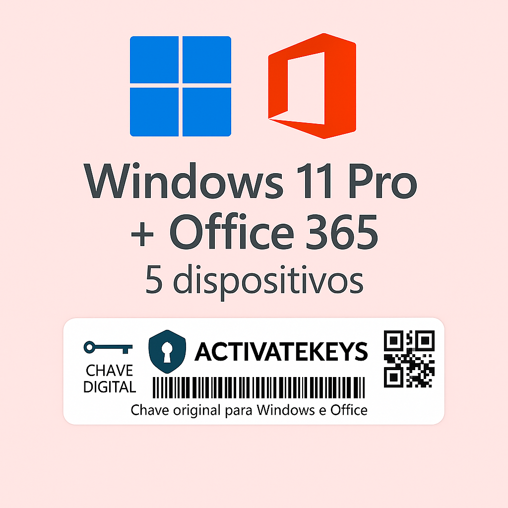 Windows 11 Pro + Office 365 - 5 Dispositivos - Vitalício